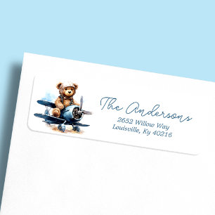 Teddy-Bär-Flugzeug-Aquarell-Baby-Shower-Adresse