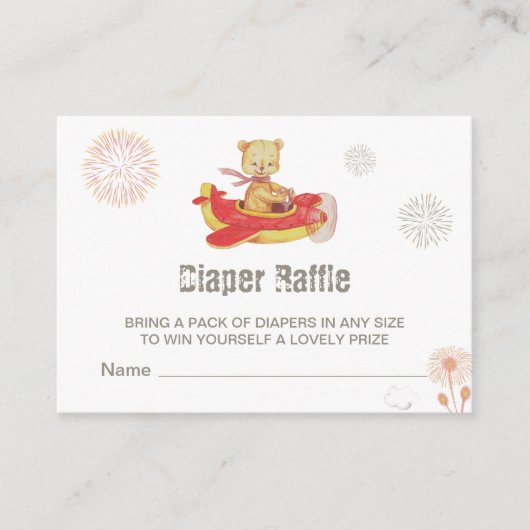 *~* Teddy Bär Flugzeug Feuerwerk Windelwanne Begleitkarte (Vorderseite)
