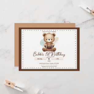 Teddy Bär Fußball Aquarell 1. Geburtstagsfeier Einladung