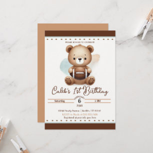 Teddy Bär Fußball Aquarell 1. Geburtstagsfeier Einladung