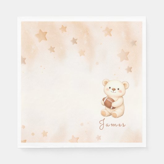 Teddy-Bär-Fußball-Baby-Party Serviette (Vorderseite)