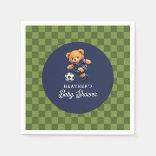 Teddy-Bär-Fußball-Sport-Schachbrett-Baby-Party Serviette