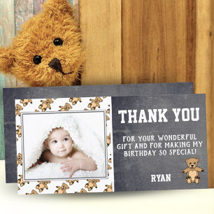Teddy-Bär Geburtstags-Dankeschön-Fotokarte Kinder Dankeskarte