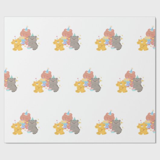 Teddy-Bär Geburtstagsfeier  Geschenkpapier (Flach)
