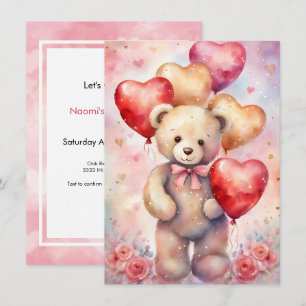Teddy Bar Geburtstagskind Party Custom Details Einladung