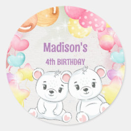 Teddy-Bär Geburtstagstitel Runder Aufkleber