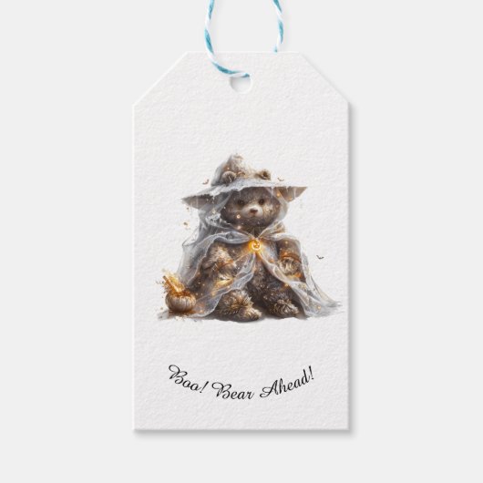 Teddy-Bär. Geist. TRICK ODER BEHANDLUNG Geschenkanhänger (Vorderseite)