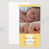 Teddy Bär gelbe Montierung Baby Geburt Ankündigung (Vorne/Hinten)