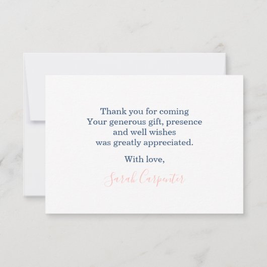 Teddy Bar Gender Offenbarung danke Mitteilungskarte (Rückseite)