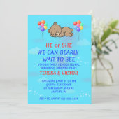Teddy-Bär-Geschlechtsenthüllungseinladung (Stehend Vorderseite)