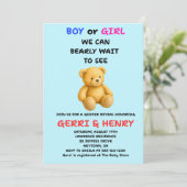 Teddy-Bär-Geschlechtsenthüllungseinladung (Stehend Vorderseite)