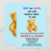 Teddy-Bär-Geschlechtsenthüllungseinladung (Vorne/Hinten)