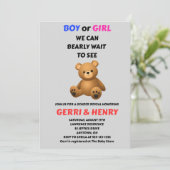 Teddy-Bär-Geschlechtsenthüllungseinladung (Stehend Vorderseite)