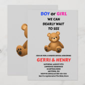 Teddy-Bär-Geschlechtsenthüllungseinladung (Vorne/Hinten)