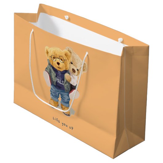 Teddy Bär Große Geschenktüte (Vorderseite Schrägansicht)
