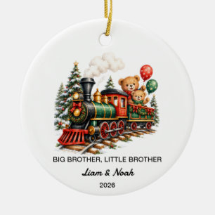 Teddy Bär großer Bruder kleiner Bruder Weihnachten Keramik Ornament