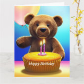 Teddy Bar Happy Birthday Card Karte (Gelbe Blume)