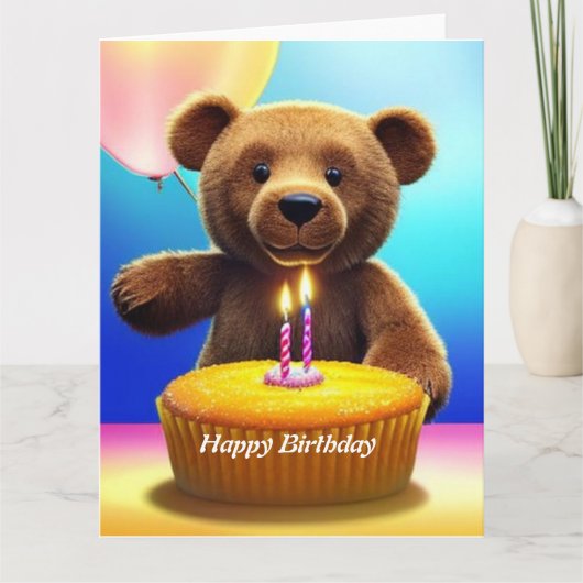 Teddy Bar Happy Birthday Card Karte (Vorderseite)