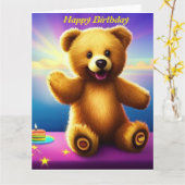 Teddy Bar Happy Birthday Card Karte (Gelbe Blume)