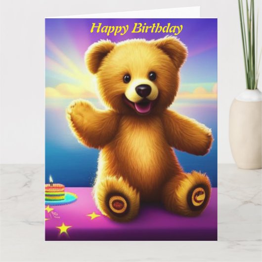 Teddy Bar Happy Birthday Card Karte (Vorderseite)