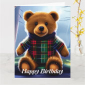 Teddy Bar Happy Birthday Card Karte (Gelbe Blume)