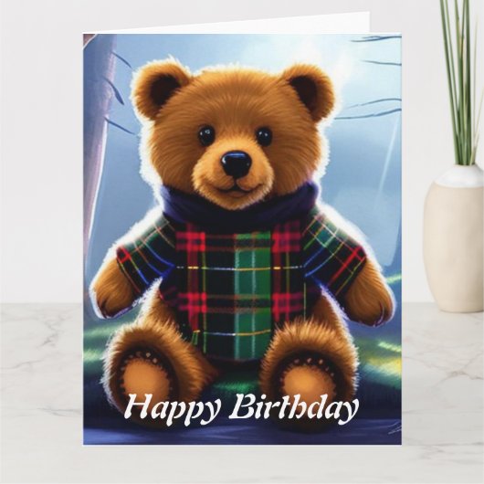 Teddy Bar Happy Birthday Card Karte (Vorderseite)