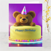 Teddy Bar Happy Birthday Card Karte (Gelbe Blume)