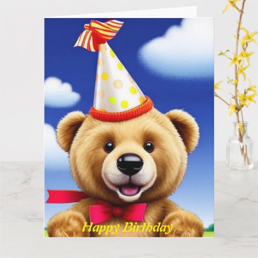 Teddy Bar Happy Birthday Card Karte (Gelbe Blume)