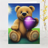 Teddy Bar Happy Birthday Card Karte (Gelbe Blume)