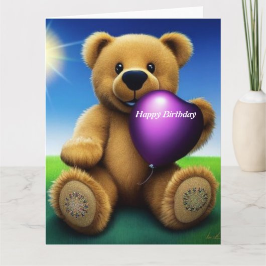 Teddy Bar Happy Birthday Card Karte (Vorderseite)