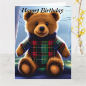 Teddy Bar Happy Birthday Card Karte (Gelbe Blume)