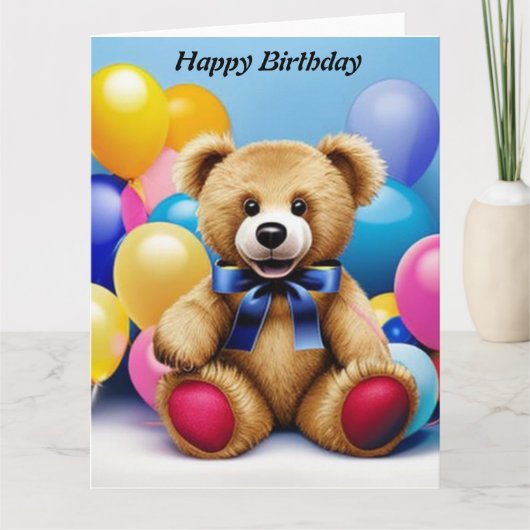 Teddy Bar Happy Birthday Card Karte (Vorderseite)