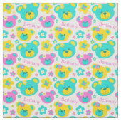 Teddy Bär hat ein rosa Aqua-gelbes Muster Stoff (Muster)