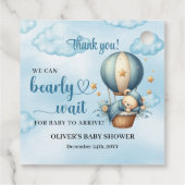 Teddy Bär heiße Luft Ballon frühzeitig blau braun  Geschenkanhänger (Rückseite)