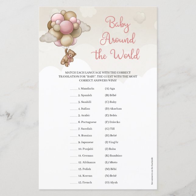 Teddy Bär Heißluftballon Baby Around the World (Vorderseite)