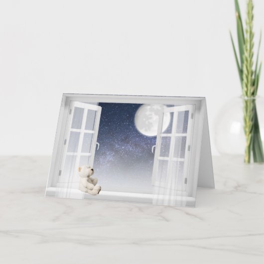 Teddy Bär im Fenster für Freundschaft Karte (Vorderseite)