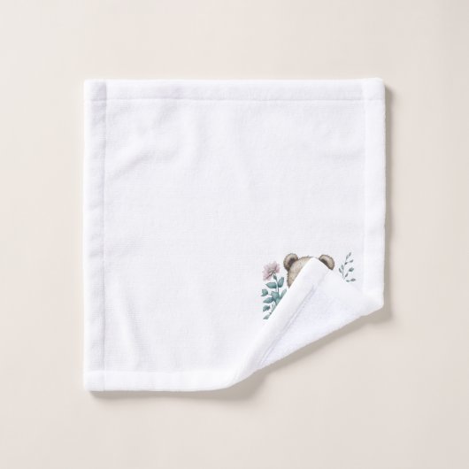 Teddy Bär im Teacup mit Blume Badhandtuch Set (Waschlappen)