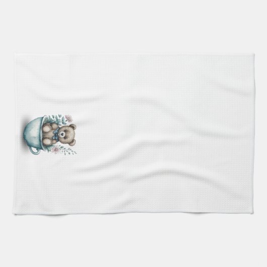 Teddy Bär im Teacup mit Blume Geschirrtuch (Horizontal)