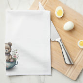 Teddy Bär im Teacup mit Blume Geschirrtuch (Viertel Falte)