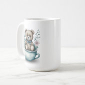 Teddy Bär im Teacup mit Blume Kaffeetasse (Vorderseite Links)