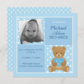 Teddy Bär "It's a boy"-Ankündigungskarte Ankündigung (Vorne/Hinten)