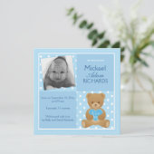 Teddy Bär "It's a boy"-Ankündigungskarte Ankündigung (Stehend Vorderseite)