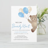 Teddy-Bär-Junge-Baby-Party Einladung (Stehend Vorderseite)