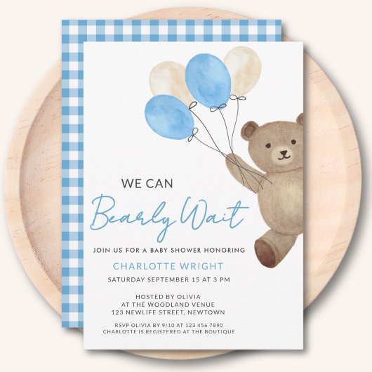 Teddy-Bär-Junge-Baby-Party Einladung