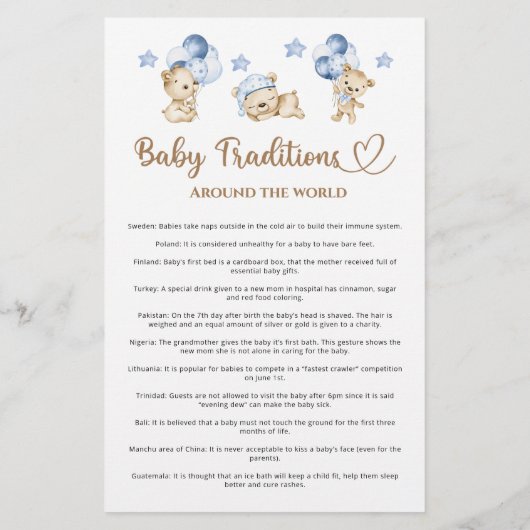 Teddy Bär Junge Dusche Baby Tradition (Rückseite)