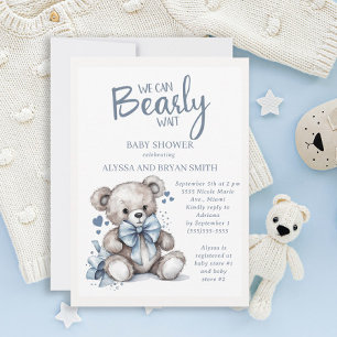 Teddy Bär Kaum Warten Baby Boy Dusche  Einladung