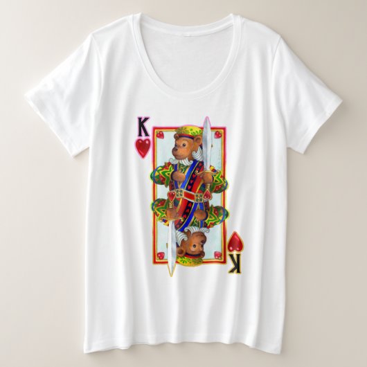 Teddy Bar King of Hearts Große Größe T-Shirt (Design vorne)