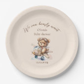 Teddy Bär können wir schon lange warten Baby Dusch Pappteller (Vorderseite)
