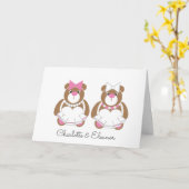 Teddy Bär Lesbian Hochzeit Glückwünsche niedlich Karte (Gelbe Blume)