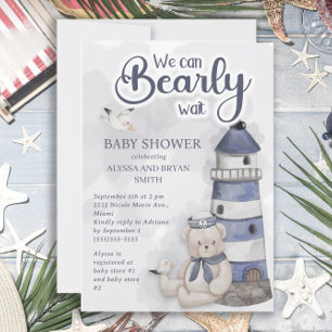 Teddy Bär Leuchtturm Kaum warten Bubi Baby-Party  Einladung